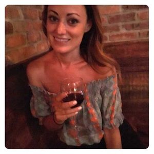 Anthropologie Feather Bone Off Shoulder Crop Top